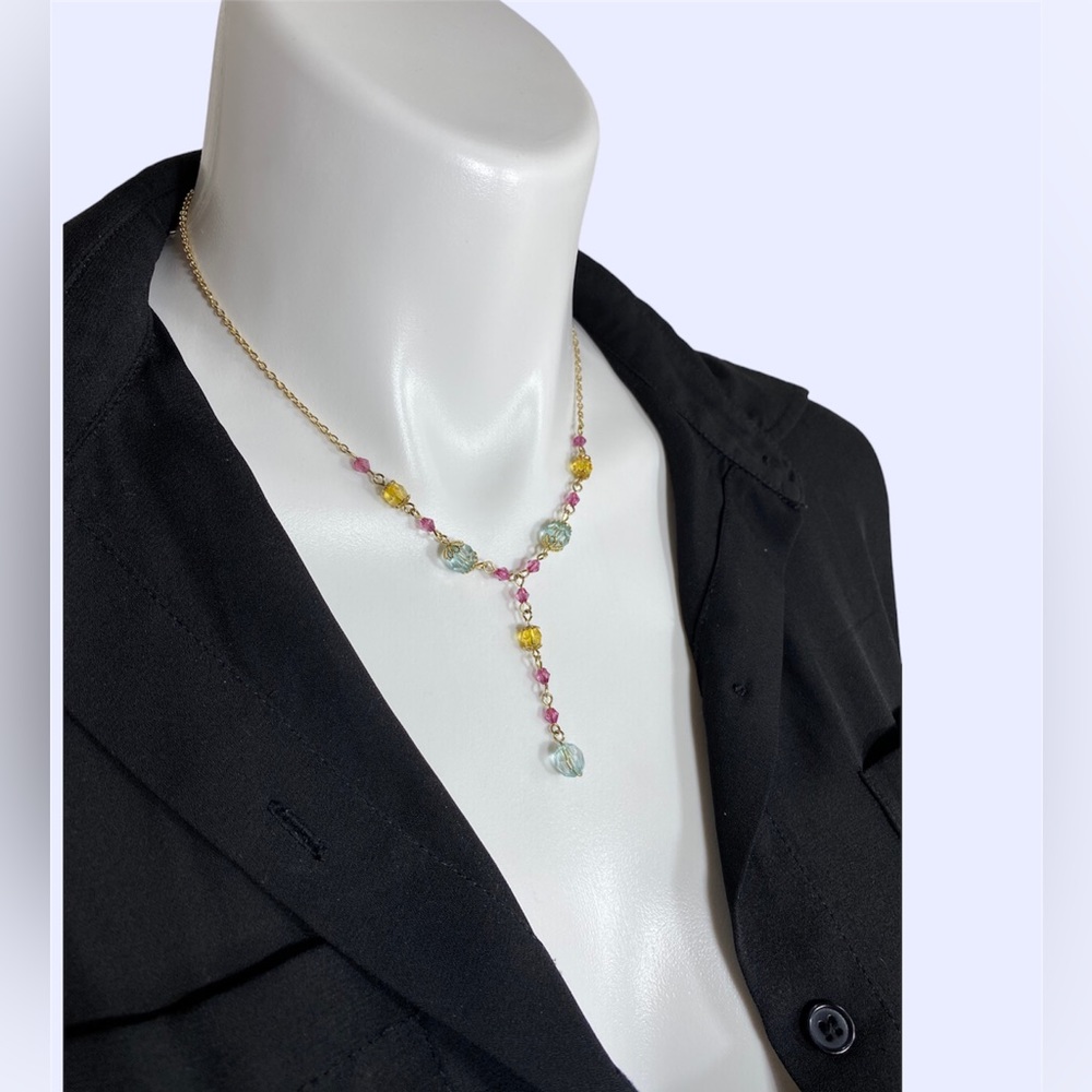 Y2K Necklace Vintage Multi Colored Gold Necklace